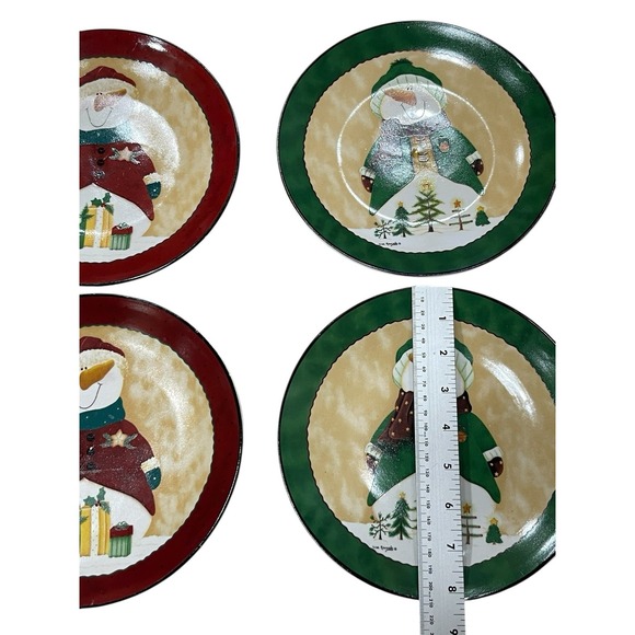 LRI Holiday Ceramic Plate Set Of 4 Snowman Lisa Kennedy Holiday Winter Christmas - Picture 4 of 7